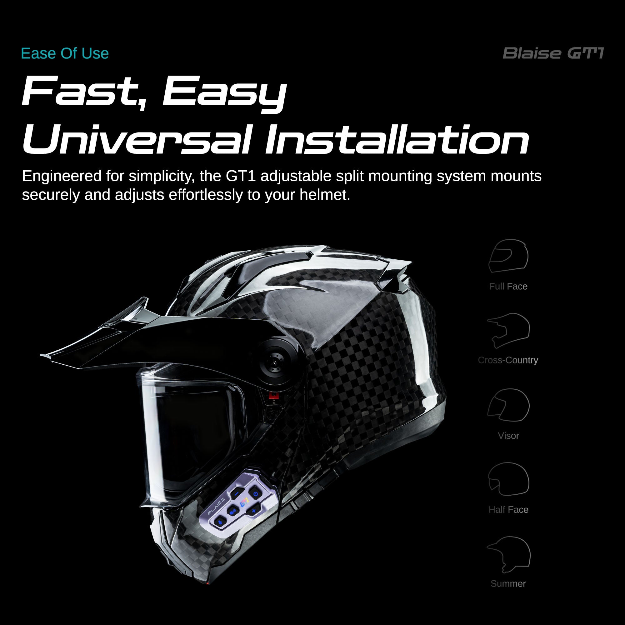 Blaise GT1 – Stylish Motorcycle Bluetooth Intercom with RGB