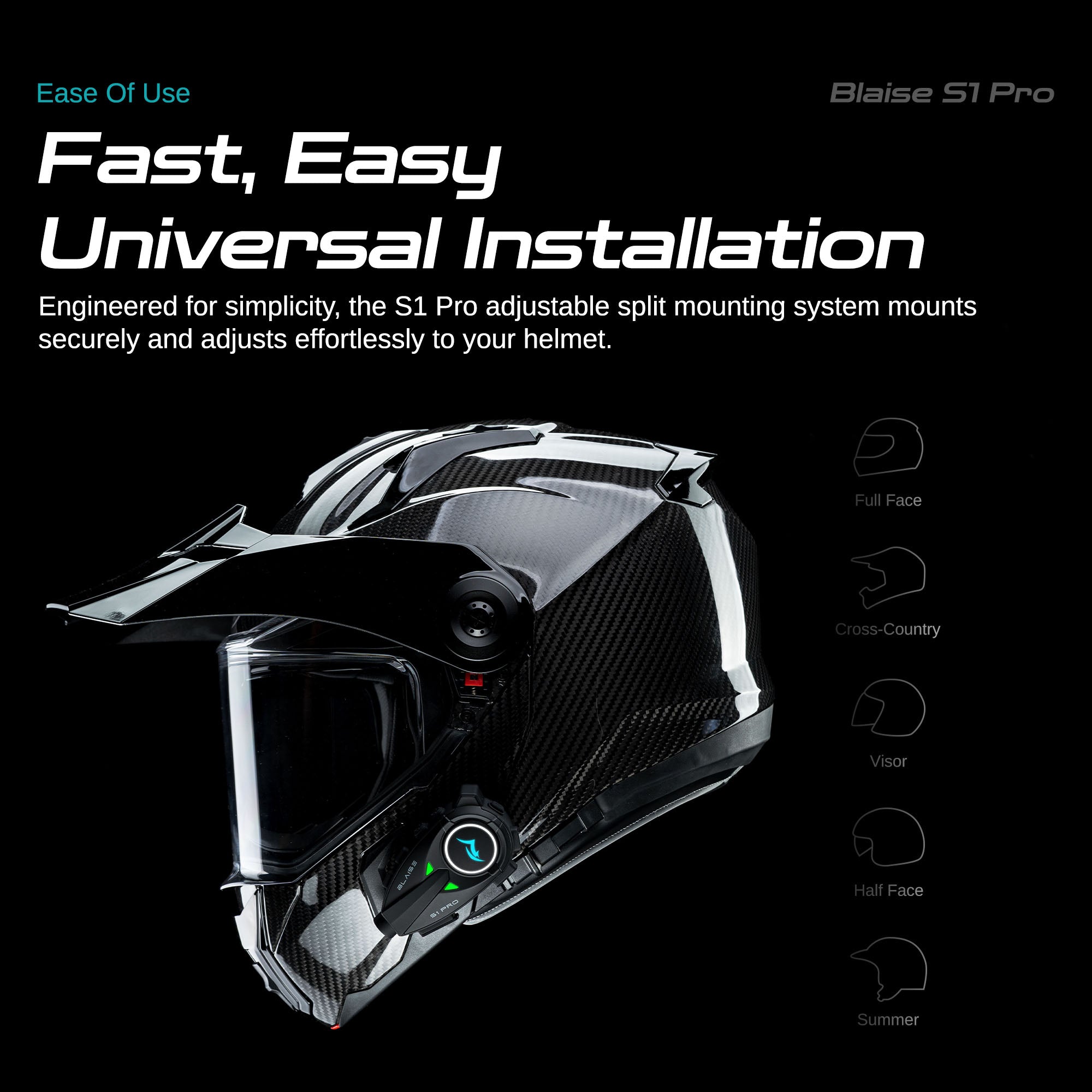 Blaise S1 Pro – Intercomunicador Bluetooth para motocicleta con
