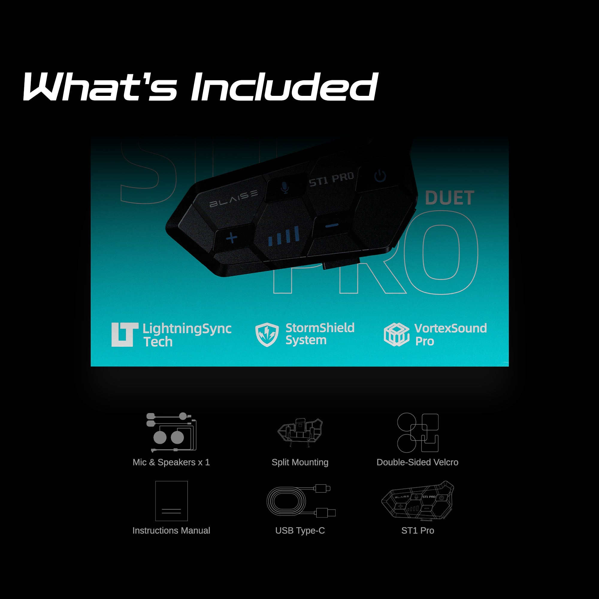 Blaise ST1 Pro – Long-Range Motorcycle Bluetooth Intercom with 25h